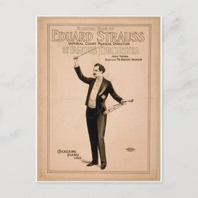 Postal Eduard Strauss, "Piano pollero usado" Retro Thea (Anverso)