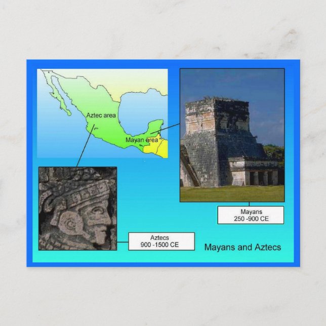 Postal Educación, historia, mayas y aztecas (Anverso)