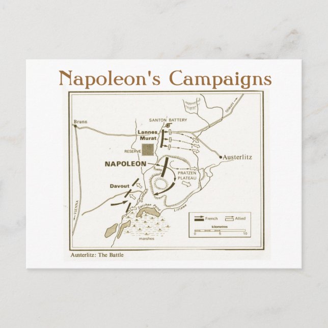 Postal Educación, Historia, Napoleón, Batalla Austerlitz (Anverso)
