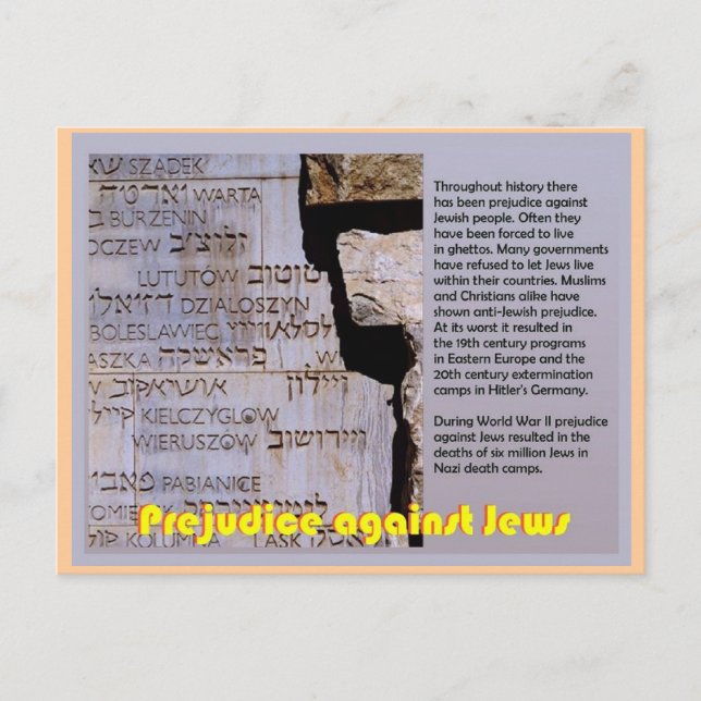 Postal Educación, judaísmo, prejuicio contra judíos (Anverso)