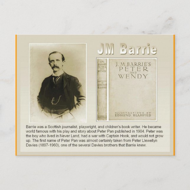 Postal Educación, literatura, JM Barrie, Peter Pan (Anverso)