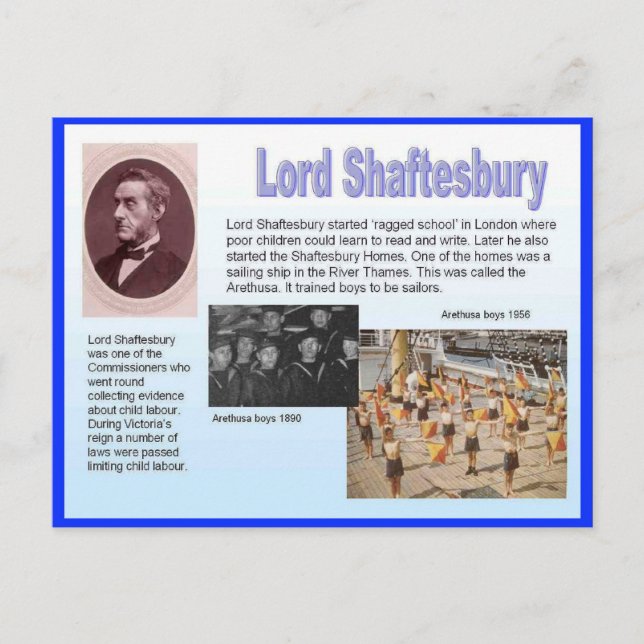 Postal Educación, reformadores, Lord Shaftesbury (Anverso)