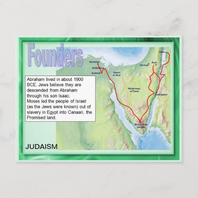 Postal Educación, religión, judaísmo, fundadores (Anverso)