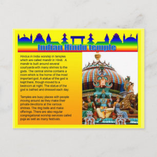 Postal Educación, religión, templo hindú indio