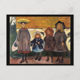 Postal Edvard Munch, Chicas en Asgardstrand, pintura