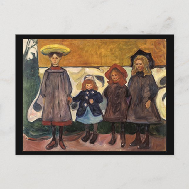 Postal Edvard Munch, Chicas en Asgardstrand, pintura (Anverso)