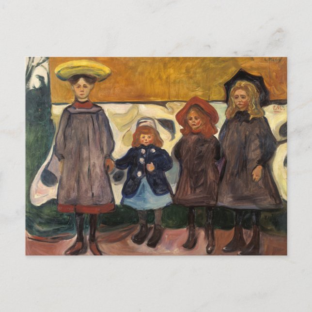 Postal Edvard Munch - Cuatro Chicas en Asgardstrand (Anverso)