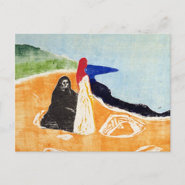 Postal Edvard Munch Dos mujeres en la costa (Anverso)