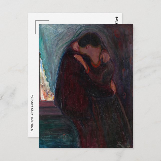 Postal Edvard Munch - El beso (Anverso / Reverso)