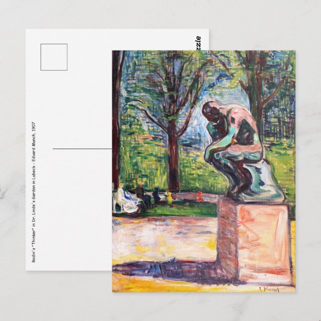 Postal Edvard Munch - El pensador de Rodin (Anverso / Reverso)