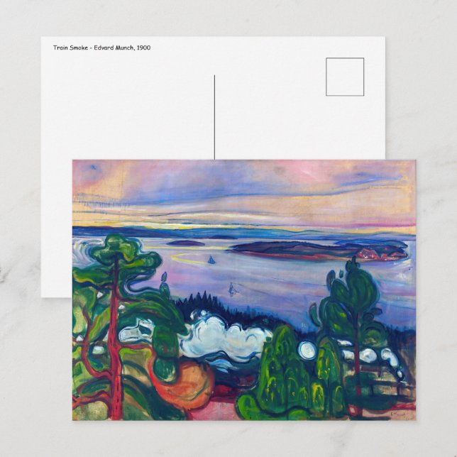 Postal Edvard Munch - Humo de tren (Anverso / Reverso)