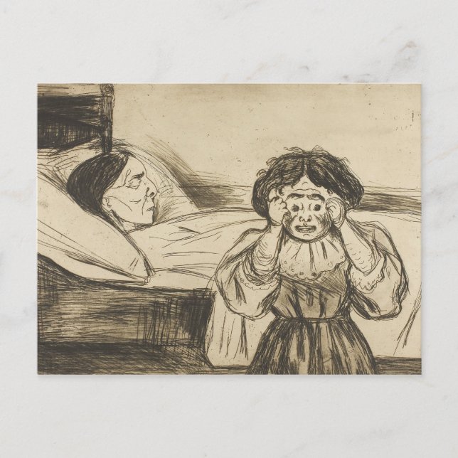 Postal Edvard Munch - La madre muerta y su hijo (Anverso)