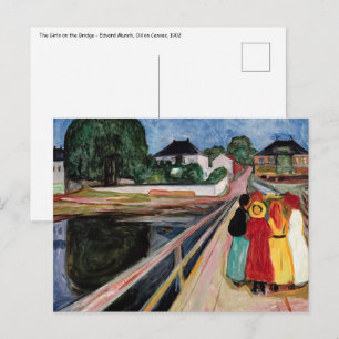 Postal Edvard Munch - Las chicas en el puente 1902
