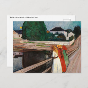 Postal Edvard Munch - Los Chicas en el puente