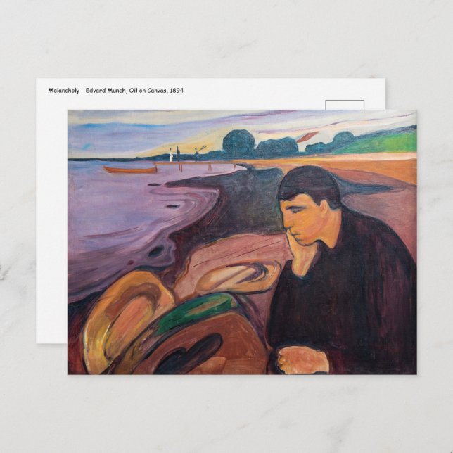 Postal Edvard Munch - Melancholy 1894 (Anverso / Reverso)