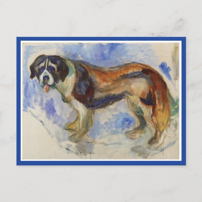 Postal Edvard Munch, Pintura De Perro De St. Bernard (Anverso)