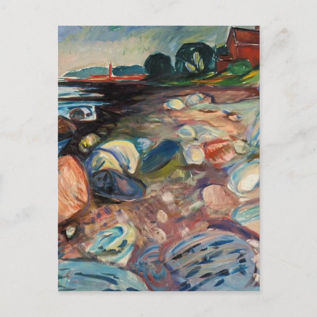 Postal Edvard Munch - Shore with Red House (Anverso)