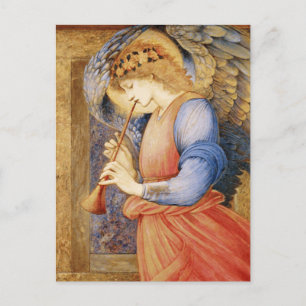 Postal Edward Burne-Jones - Un ángel tocando un flamante