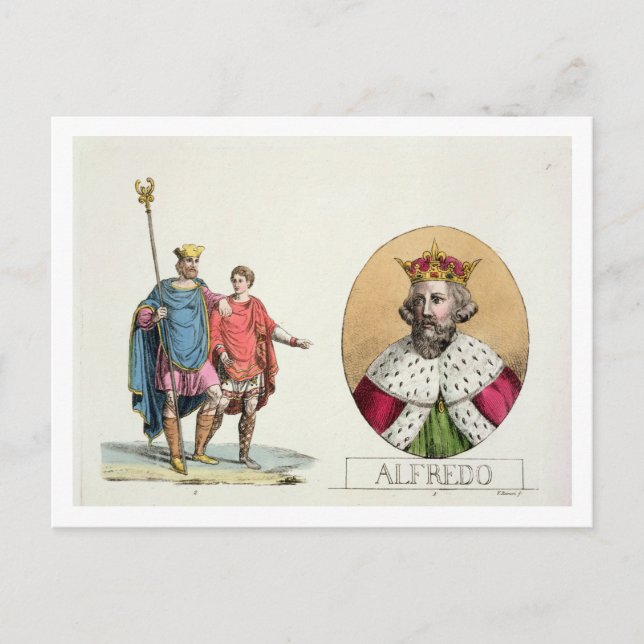 Postal Edward el confesor y el rey Alfred, platea 7 de (Anverso)