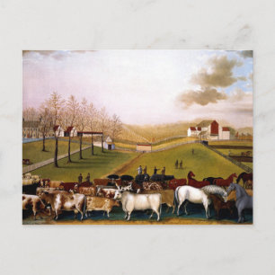 Postal Edward Hicks - Vista veraniega india de la granja