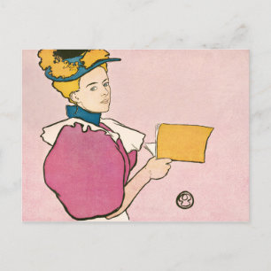 Postal Edward Penfield Ilustracion de una mujer
