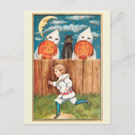 Postal Edwardian Era Boy Running from Ghosts Halloween