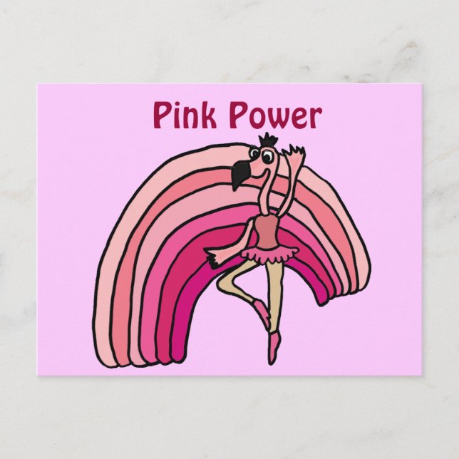 Postal EE- Diseño de flamencos y arcoiris de potencia ros (Anverso)