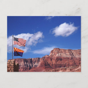 Postal EE.UU., Arizona, remolque banderas en el Gran Cañó