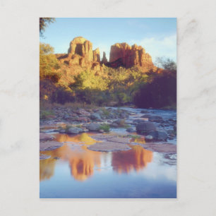 Postal EE. UU., Arizona, Sedona. Cathedral Rock reflejand