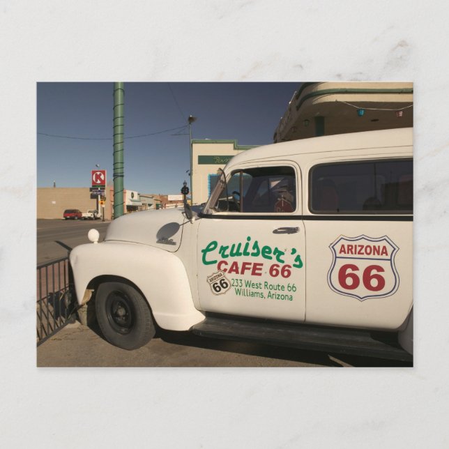 Postal EE.UU., Arizona, Williams: Café Cruisers de 66 año (Anverso)