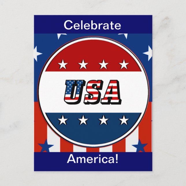 Postal EE.UU. - Bandera y estrellas estadounidenses en cí (Anverso)