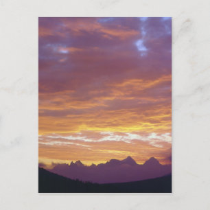 Postal EE. UU., California, Atardecer sobre la Sierra Nev