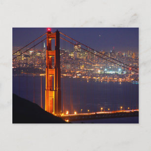 Postal EE. UU., California. Puente Golden Gate de noche