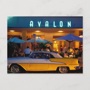 Postal EE.UU., FL, Miami, South Beach por la noche.