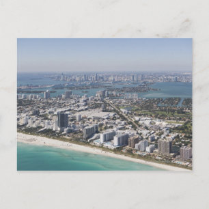 Postal EE.UU., Florida, Miami, Cityscape con playa 3