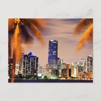 Postal EE.UU., Florida, Miami skyline al atardecer