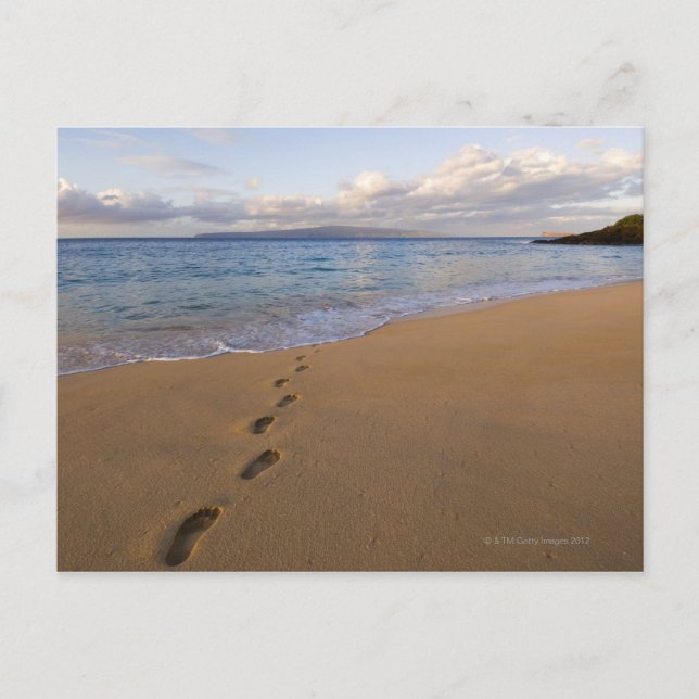 Postal EE.UU., Hawai, Maui, Wailea, huellas en la playa 2 (Anverso)