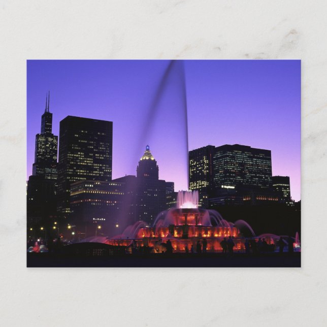 Postal EE.UU., IL, Chicago. Fuente de Buckingham en Grant (Anverso)
