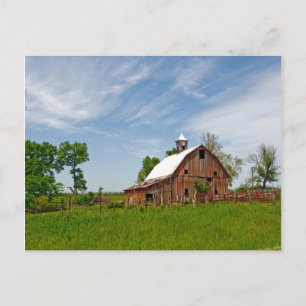 Postal EE.UU., Kansas. Antiguo granero rojo