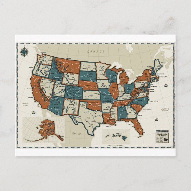 Postal EE.UU. - Mapa de cosecha (Anverso)