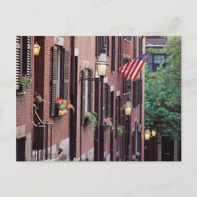 Postal EE. UU., Massachusetts, Boston, Casas a lo largo d (Anverso)