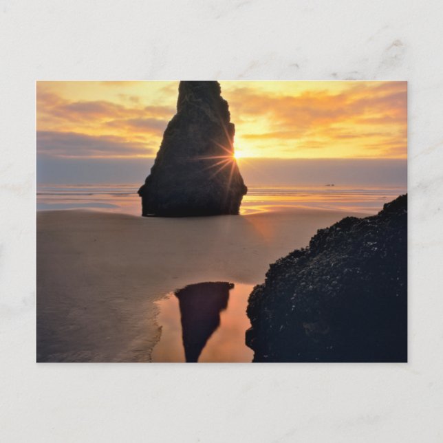 Postal EE.UU., Oregón. Formación de rock al atardecer (Anverso)