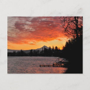 Postal EE. UU., Oregón. Lago Blue y Mt Hood al amanecer