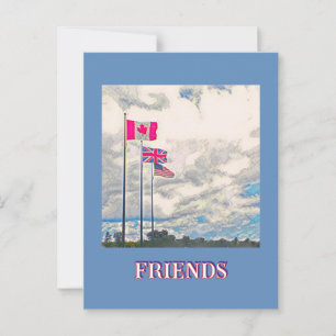 POSTAL EE. UU., REINO UNIDO, BANDERAS DE CANADÁ / AMIGOS