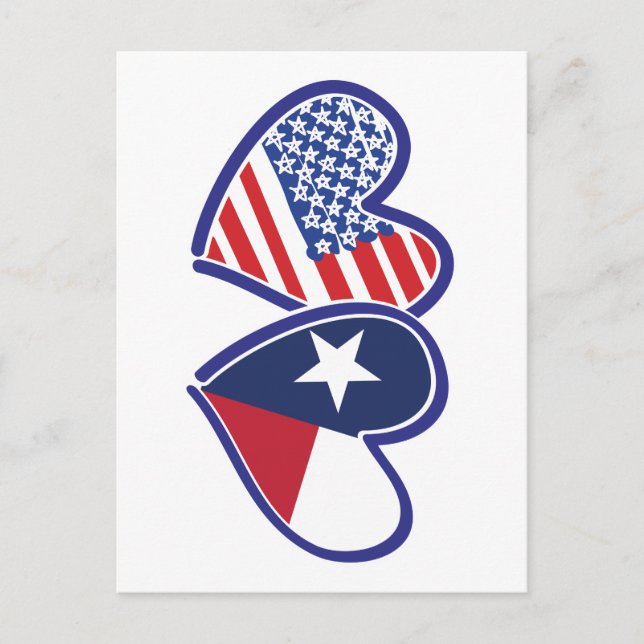 Postal EE. UU.-Texas-Bandera-Corazón (Anverso)