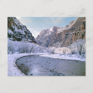 Postal EE. UU., Utah, Zion NP. Nieve nueva cubre el cañón