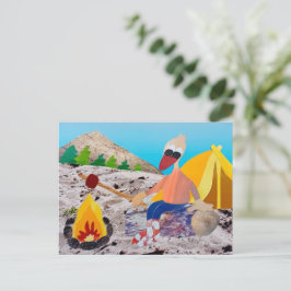 Postal Eend op strand met kampvuur vakantie camping life