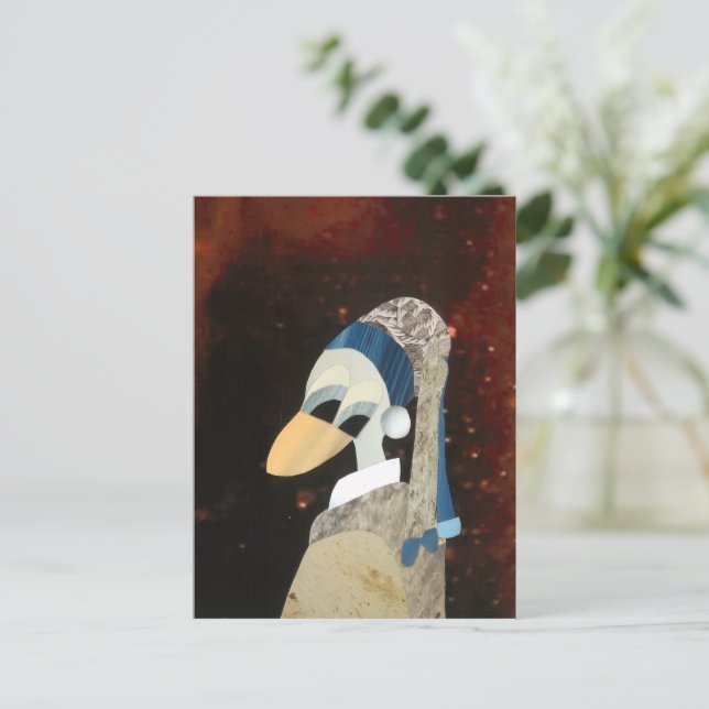 Postal Eend verkleed als my girl with a pearl earring art (Anverso de pie)