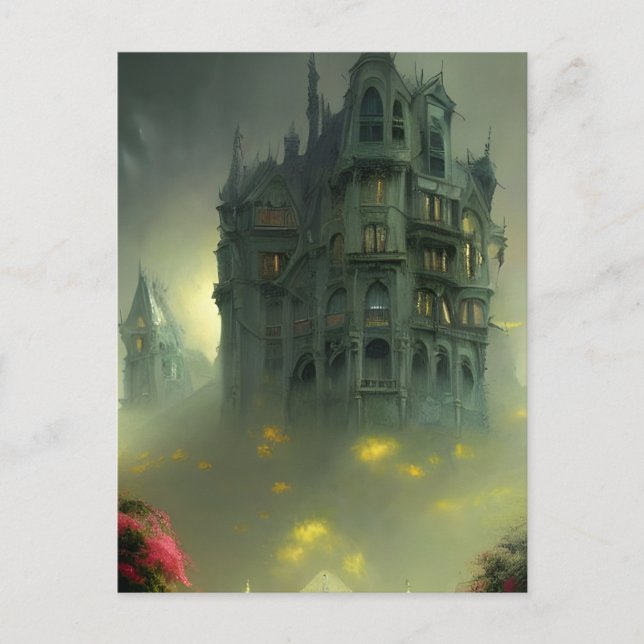 Postal Eerie Gothic Mansion Digital Art (Anverso)