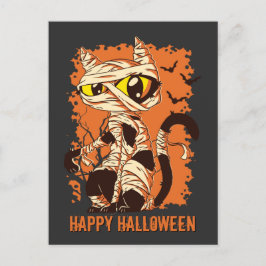 Postal Eerie Mummy Cat Happy Halloween